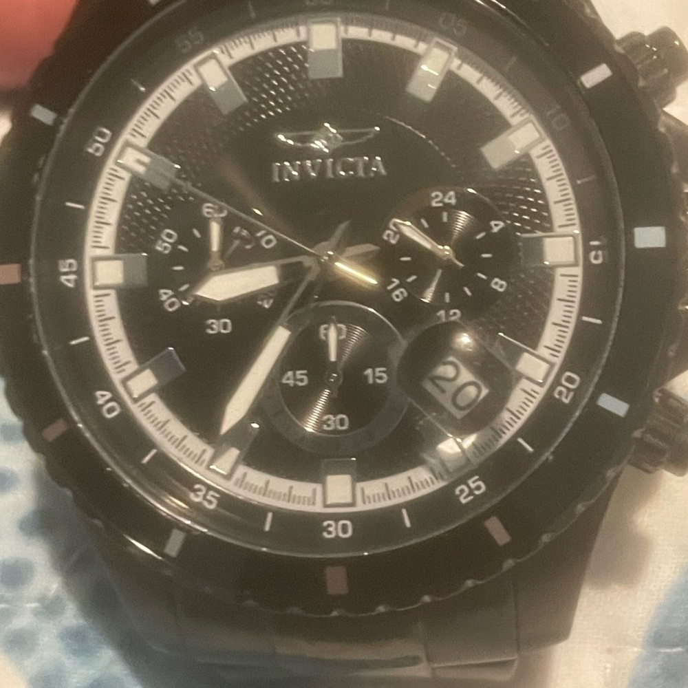 Invicta Black and Silver Men's Watch, needs battery!
